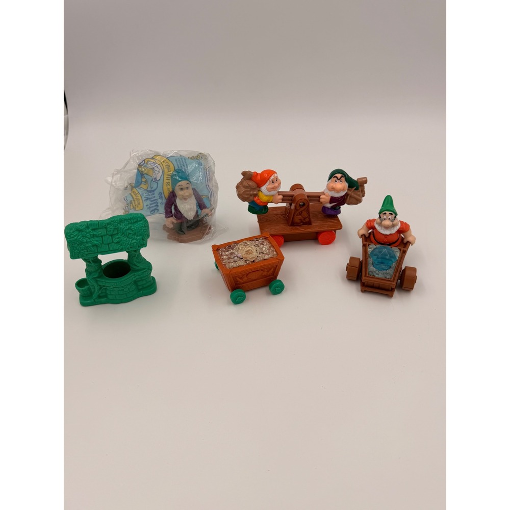 Vintage 1994 Disney Snow White Seven Dwarfs Happy Meal Toy Set Lot 5pc